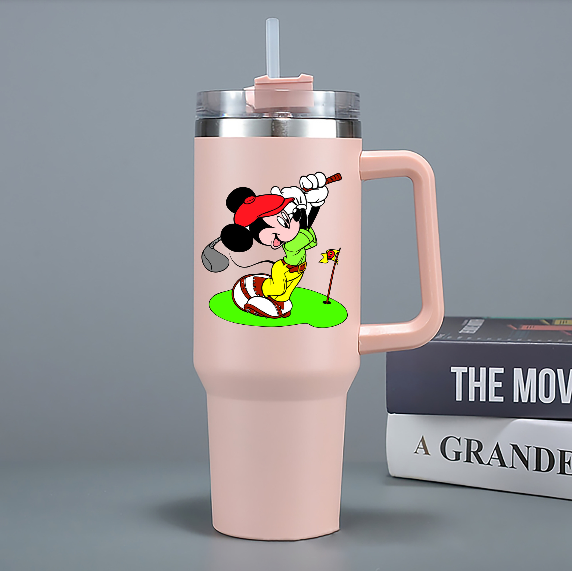 （画像用） ミッキーマウス Mickey Mouse 1200mL車用タンブラー - クリスタルステッカー（プラスチックストロー付き）